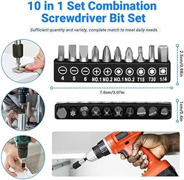 Alt view image 6 of 7 - Flexible Drill Bit Extension Set 19pcs, Hex Shank 105°Right Angle Drill Bit Attachment, 3pcs Drill Bit Holder Extension, 1/4 3/8 1/2 Universal Socket Adapter, Screwdriver Bit Kit
