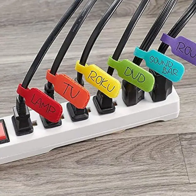 Alt view image 4 of 6 - Wrap-It Storage Cable Management Value Pack - 40 Self-Gripping Cable Ties, 20 Cable Labels, 12ft Perforated Self-Gripping Roll - For Home, Office, Desk, Wire, Cable Wrap, Cord Management Organization