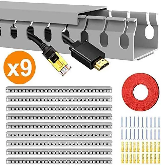 Main image of Alritz Cable Raceway Kit, 138 inch Open Slot Wiring Raceway Duct with Cover Cable Management System to Hide Under Desk/TV/Computer/Power Cords - 15.4 X 1.6 X 0.8 Inch(LWH)