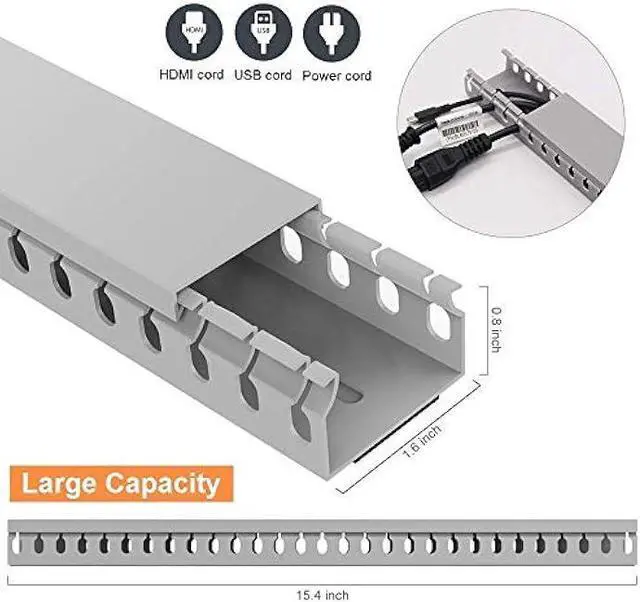 Alt view image 2 of 6 - Alritz Cable Raceway Kit, 138 inch Open Slot Wiring Raceway Duct with Cover Cable Management System to Hide Under Desk/TV/Computer/Power Cords - 15.4 X 1.6 X 0.8 Inch(LWH)