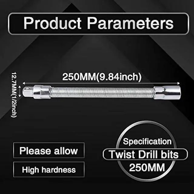 Alt view image 2 of 7 - KATUR Flexible Socket Extension Ratchet, Flexible Extension Bar Set, Bendable Elastic Joint Head Post Connecting Link, Shaft Drive Adapter Bit Holder (1/2 Inch Shank 250mm Length)