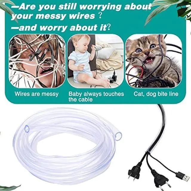 Alt view image 5 of 7 - Cord Protectors Flexible PVC Cable Cover Keep Cats from Chewing Cords, Dog Cord Protector Clear Electrical Wire Protector Tubing Cable Sleeves, Home Office School Supplies (Total 30 Feet)