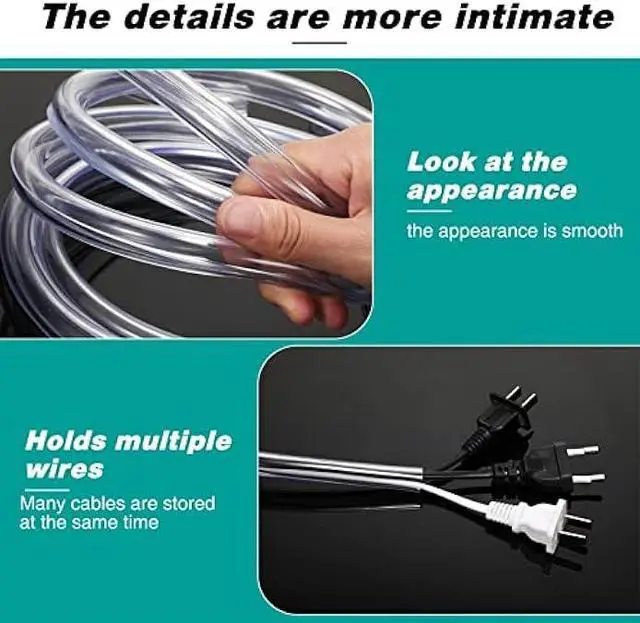 Alt view image 6 of 7 - Cord Protectors Flexible PVC Cable Cover Keep Cats from Chewing Cords, Dog Cord Protector Clear Electrical Wire Protector Tubing Cable Sleeves, Home Office School Supplies (Total 30 Feet)