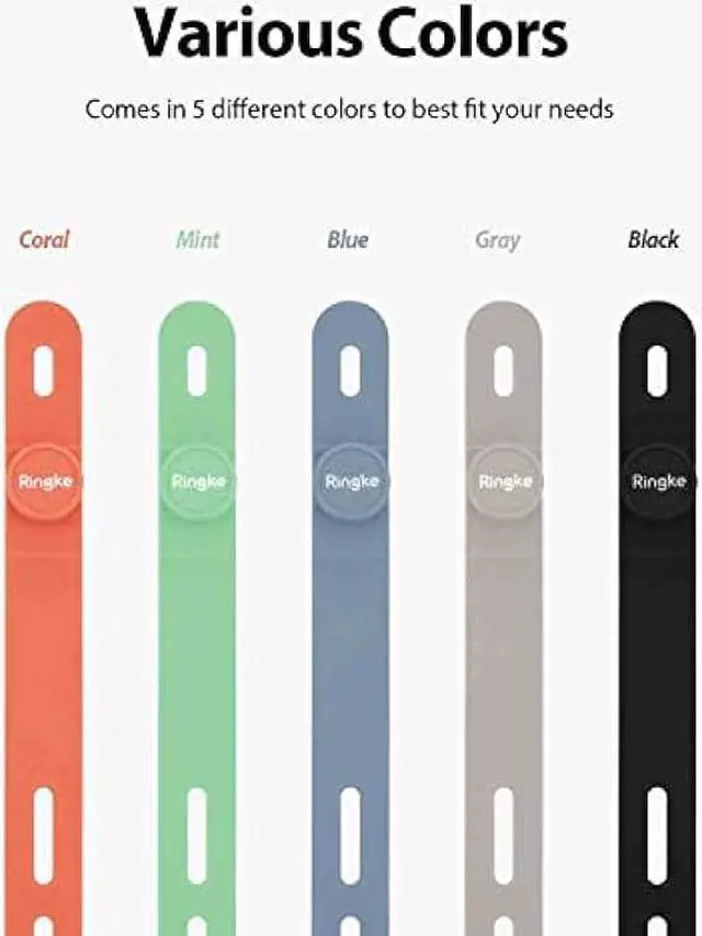 Alt view image 3 of 6 - Ringke Cable Tie Silicone (15 Pack) Colorful Reusable Holder Strap Organizer Management for Fastening Cable Cords and Wires