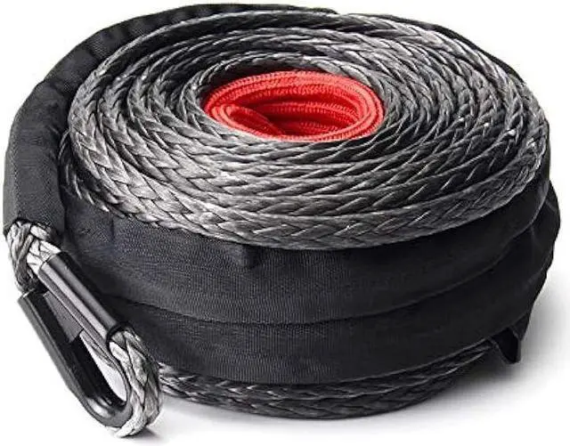 Main image of BUNKER INDUST Synthetic Winch Rope 3/8 x 85', 25000 Ibs Winch Cable Line with Protective Sleeve for 4WD Off Road Jeep ATV UTV SUV Truck Boat,1 Pcs Black Winch Rope Extension