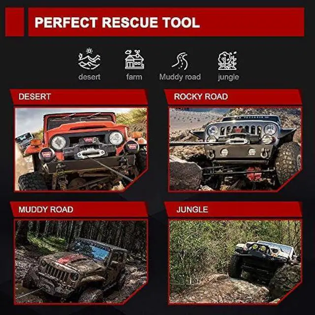 Alt view image 6 of 7 - BUNKER INDUST Synthetic Winch Rope 3/8 x 85', 25000 Ibs Winch Cable Line with Protective Sleeve for 4WD Off Road Jeep ATV UTV SUV Truck Boat,1 Pcs Black Winch Rope Extension