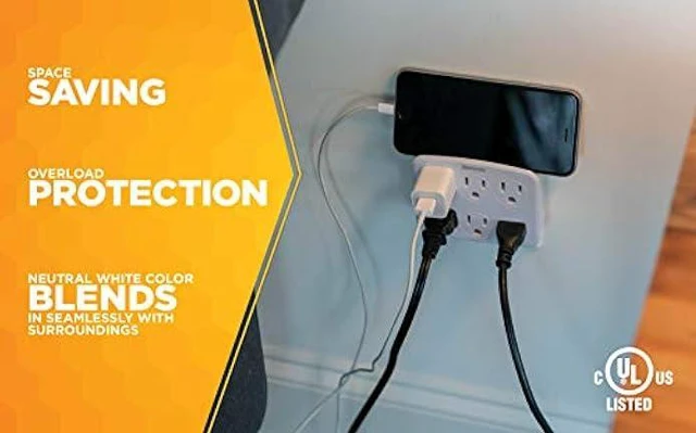 Alt view image 2 of 4 - Woods 41196 Wall Adapter with 6 Grounded Outlets, White