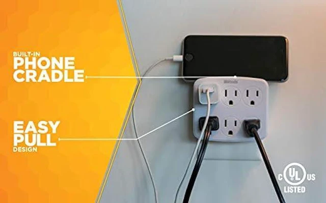 Alt view image 3 of 4 - Woods 41196 Wall Adapter with 6 Grounded Outlets, White