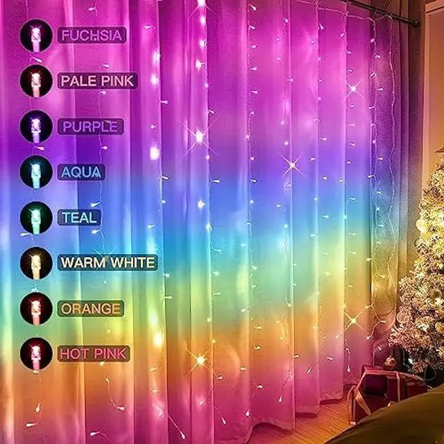 Alt view image 2 of 6 - suddus Curtain Lights for Bedroom, 192 Led 8.3ft x 5.25ft Hanging String Lights Outdoor, Fairy Curtain Lights for Backdrop, Window, Wall, Wedding, Party, Garden, Porch, Birthday Decor Multicolor