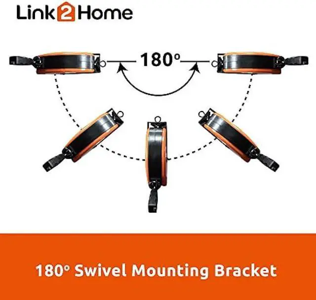 Alt view image 6 of 7 - Link2Home 30 Ft Retractable Extension Cord Reel, Ceiling or Wall Mount 16/3 Gauge Power Cord with 3 Electrical Outlets for Garage or workshop, Circuit Breaker, Metal Plate, and Hardware Included
