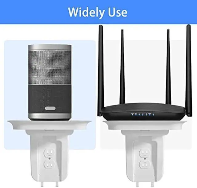 Alt view image 5 of 6 - suptek Large Wall Outlet Shelf,Home Wall Shelf Organizer for Outlets,Perfect for Bathroom Kitchen,Bedrooms,Ideal for Cell Phone Speaker up to 20lbs,with Cable Management and Detachable Hooks (S3XLW)