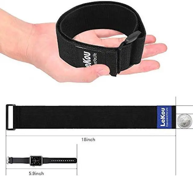 Alt view image 4 of 6 - Elastic Cinch Straps Black 2 x 18 (8 Pack), Stretchy Hook and Loop Storage Straps Hook and Loop Cinch Strap with Buckle - Bicycle, Truck, Boat Extension Cords, Hoses Garage & RV Organization