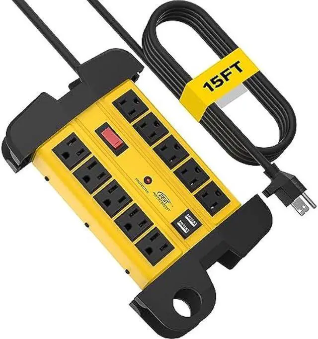 Main image of CRST 10-Outlet Heavy Duty Power Strip with 2 USB Ports,2800J Surge Protector Power Strip with 15ft Cord, Cord Management, EMI/RFI Filtering, ETL Listed(15A/1875W)
