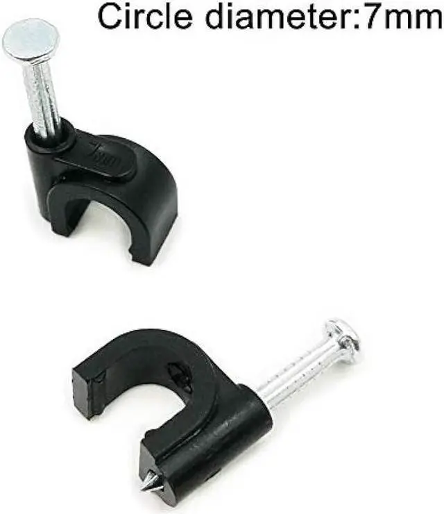 Alt view image 2 of 5 - HS Electrical Coaxial Cable Clips Outdoor 500 Pack Nail-in Wire Clamps,Nail Wire Holder Cord Management 7mm,Black
