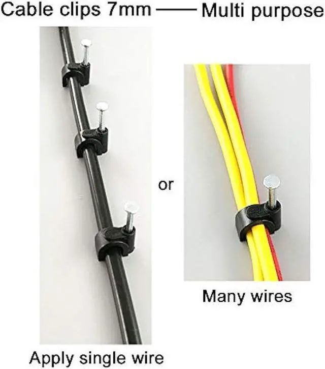 Alt view image 4 of 5 - HS Electrical Coaxial Cable Clips Outdoor 500 Pack Nail-in Wire Clamps,Nail Wire Holder Cord Management 7mm,Black