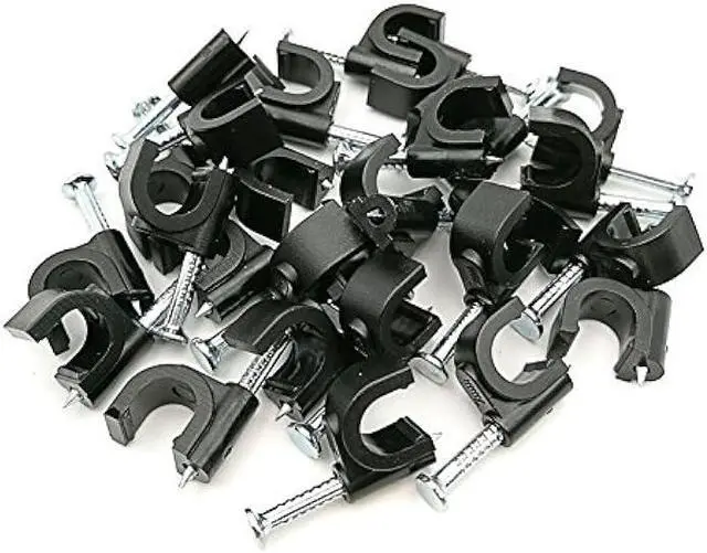 Alt view image 5 of 5 - HS Electrical Coaxial Cable Clips Outdoor 500 Pack Nail-in Wire Clamps,Nail Wire Holder Cord Management 7mm,Black