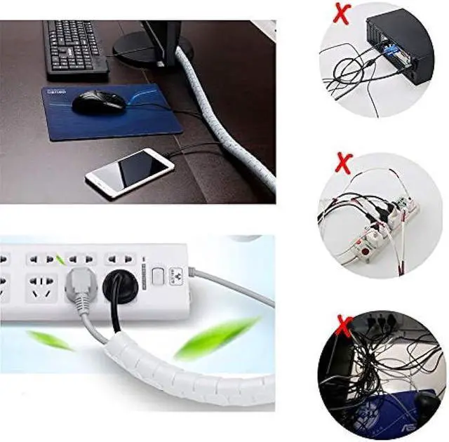 Alt view image 3 of 5 - White Cable Management Sleeve Tubes, Power Cord Organizer Protectors for Pets, 2 PCS VIWIEU Cable Bundler with Electrical Cable Clips and Zip Ties, Computer Under Desk Wire Holder Solutions