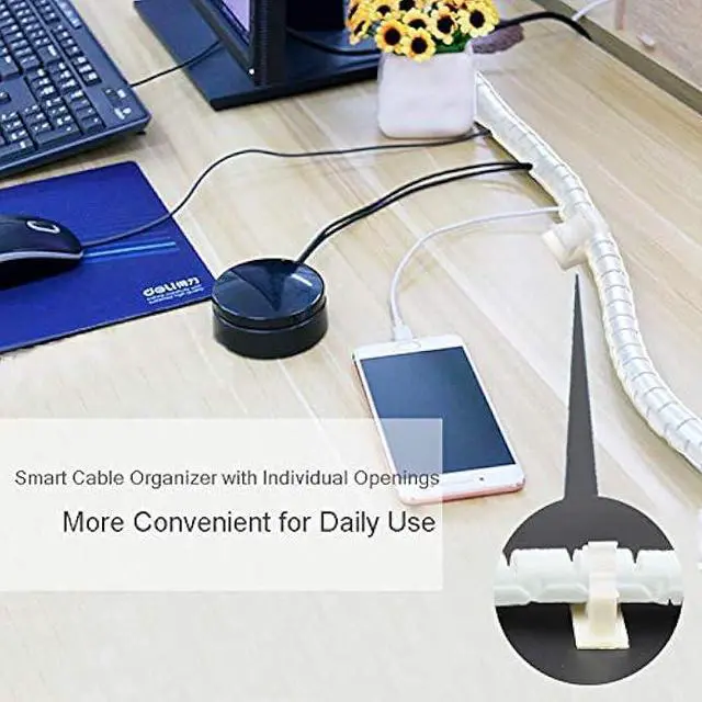 Alt view image 5 of 5 - White Cable Management Sleeve Tubes, Power Cord Organizer Protectors for Pets, 2 PCS VIWIEU Cable Bundler with Electrical Cable Clips and Zip Ties, Computer Under Desk Wire Holder Solutions