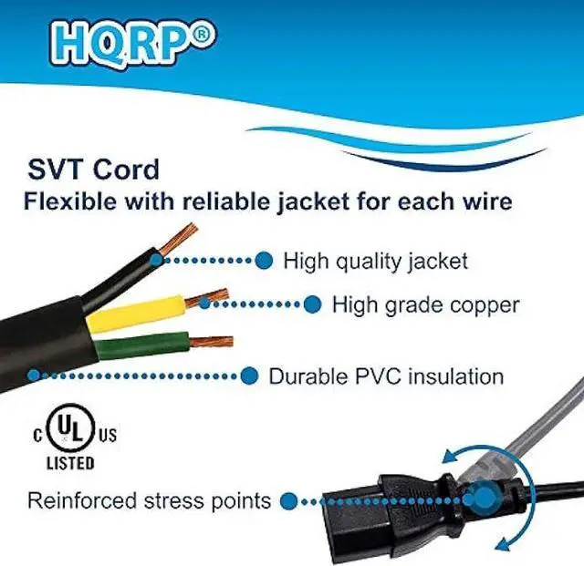 Alt view image 7 of 7 - HQRP AC Power Cord Compatible with Makita 9553NB 9554NB 9557NB 9557PB 9558NB 9558PB 9560CV 9561CV GA4030K Grinder Mains Cable Repair
