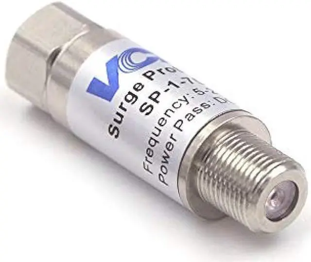 Alt view image 6 of 6 - VCE Coaxial Surge Lightning Protector for Coaxial TV Antenna and Satellite in-Line 75 Ohm 5-2500MHz, 2 Pack Silver