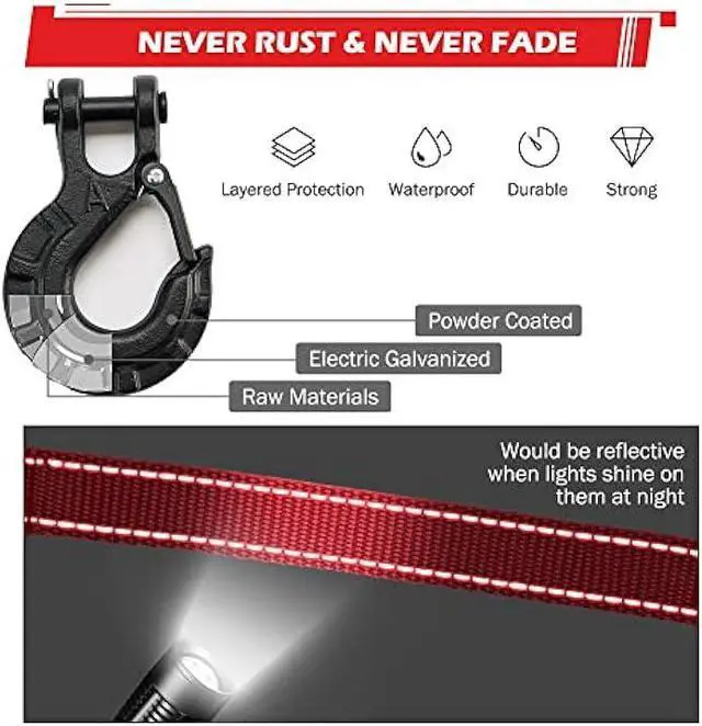 Alt view image 4 of 6 - TYT Synthetic Winch Rope Kit - 1/2 x 92' with 32000 lbs Strength, Protective Sleeve, Heavy Duty Hook and Safety Pull Strap for Off-Road 4x4 Vehicles, Trucks (Black)