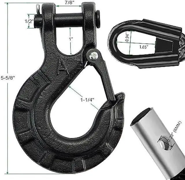 Alt view image 6 of 6 - TYT Synthetic Winch Rope Kit - 1/2 x 92' with 32000 lbs Strength, Protective Sleeve, Heavy Duty Hook and Safety Pull Strap for Off-Road 4x4 Vehicles, Trucks (Black)