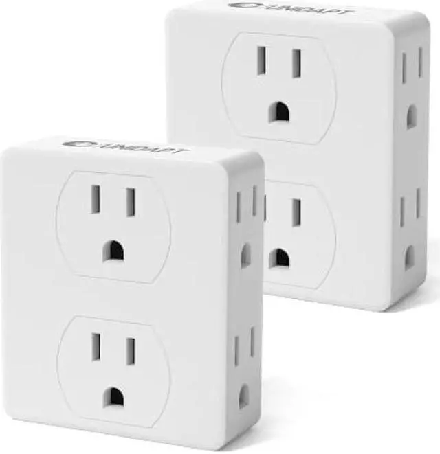 Main image of Multi Plug Outlet Splitter, Unidapt Multiple Outlets Extender Adapter with 6 AC Power Socket, Side Splitter Box, Wall Tap Plug Expander for Home Hotel Office Dorm Essentials, 2-Pack