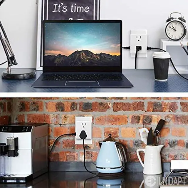 Alt view image 6 of 7 - Multi Plug Outlet Splitter, Unidapt Multiple Outlet Extender Adapter with 6 Electrical Outlets, Side Outlet Splitter Box, Wall Tap Power Plug Expander for Home Hotel Office Dorm Essentials, 2-Pack