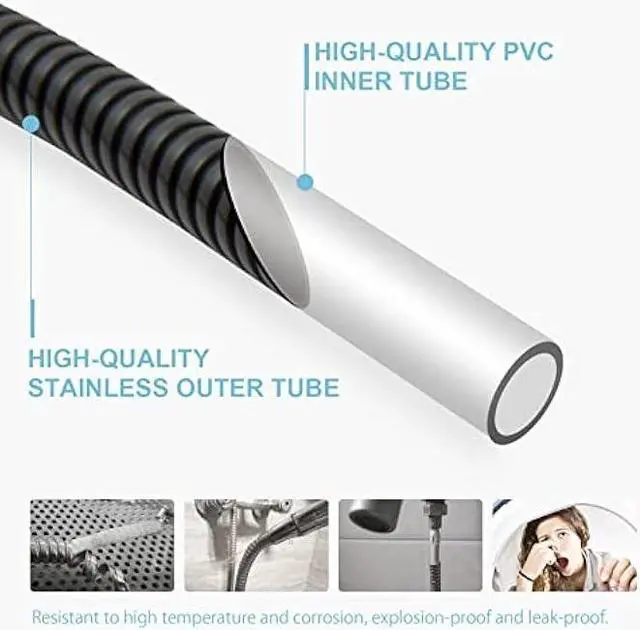 Alt view image 4 of 7 - OFFO Shower Hose, Oil Rubbed Bronze Kink Free Stainless Steel Electroplating Handheld Shower Head Hose Flex Hoses Extension with Brass Insert and Nut for Bathing Toilet Cleaning Pet Bathing 60 Inches
