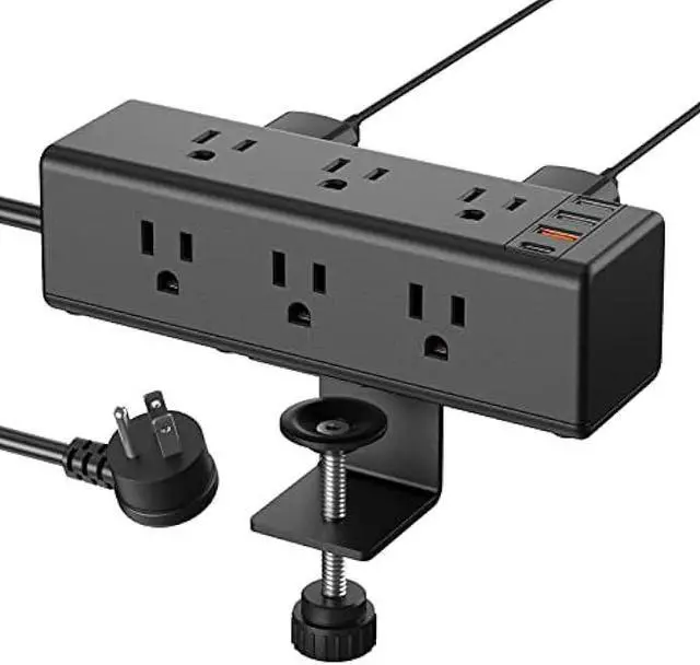 Main image of CCCEI Desk Clamp Power Strip with 9 Outlets, Desktop Edge Mount Surge Protector with USB-A and 45W USB-C Ports, Widely Spaced Desk Outlet Fast Charging Station, 10 FT Flat Plug, Fit 1.6 inch Table.