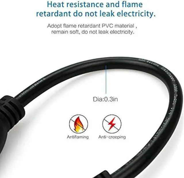 Alt view image 4 of 7 - Flat Plug Short Extension Cord, Right Angle 3 Prong, 1625 watts, 16 AWG, 13 amps 125 Volts, UL Listed, 5 Pack, Black 1 Foot by ClearMax