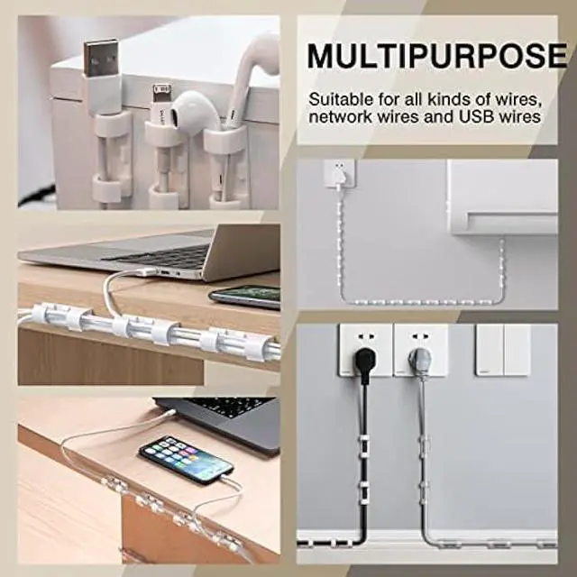 Alt view image 4 of 6 - Power Strip Holder and Cable Clips Kit, 8Pcs Adhesive Punch-Free Socket Holder with 40Pcs Adhesive Cable Organizer, Power Strip Wall Mount Cable Management for Kitchen,Home and Office