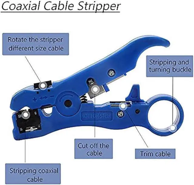 Alt view image 4 of 7 - TLS.eagle Coax Cable Crimping Kit Adjustable Tool Set Coaxial Cable Crimping Tool for RG59 RG6 F BNC RCA with 20 PCS F Compression Connectors