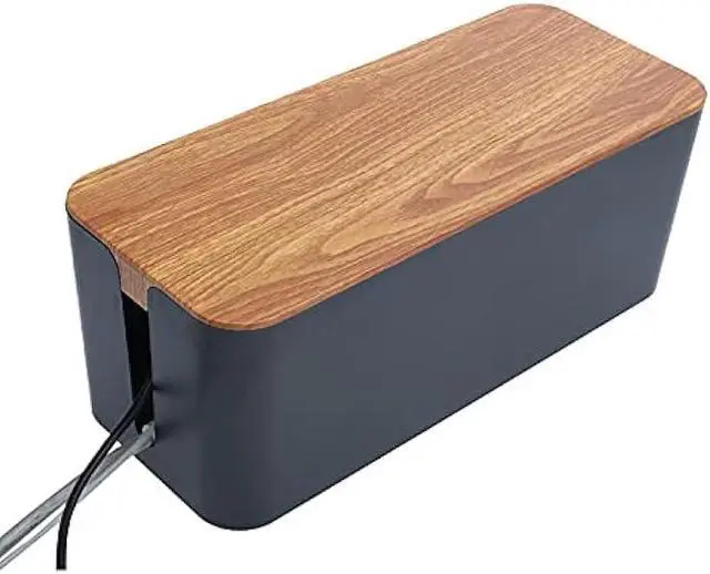 Alt view image 7 of 7 - Cable Management Box Set - 3 Pack Large & Medium & Small Wooden Style Cable Organizer Box Desk Computer Cord Organizer Box with Cable Clips to Hide Wires and Power Strips (Black)