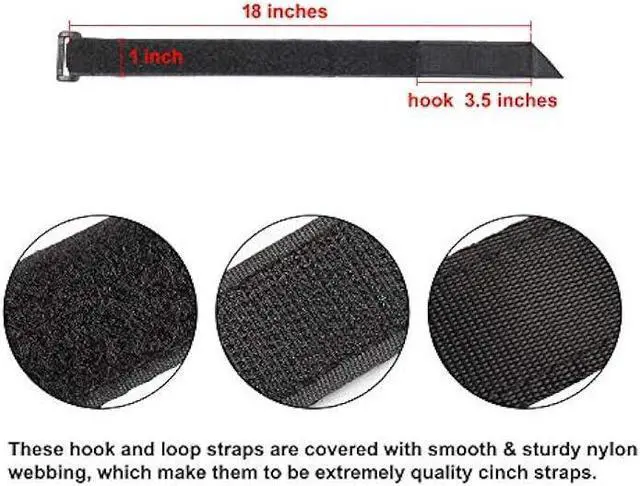 Alt view image 3 of 6 - Ayaport Cinch Straps 1 x 18 Sturdy & Reusable Hook and Loop Covered with Nylon Webbing Securing Buckle Straps for All Purpose Cord Wrap Organizer Storage 8 Pack plus 4pcs Cable Ties (8, 1 x 18)