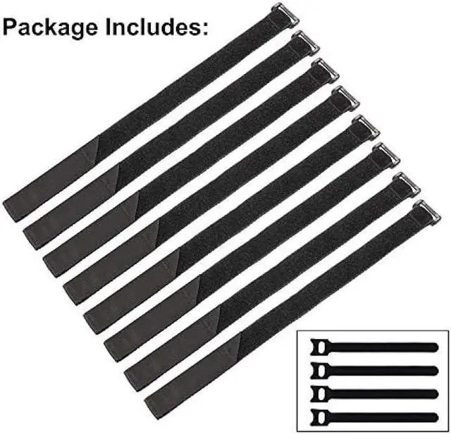 Alt view image 4 of 6 - Ayaport Cinch Straps 1 x 18 Sturdy & Reusable Hook and Loop Covered with Nylon Webbing Securing Buckle Straps for All Purpose Cord Wrap Organizer Storage 8 Pack plus 4pcs Cable Ties (8, 1 x 18)