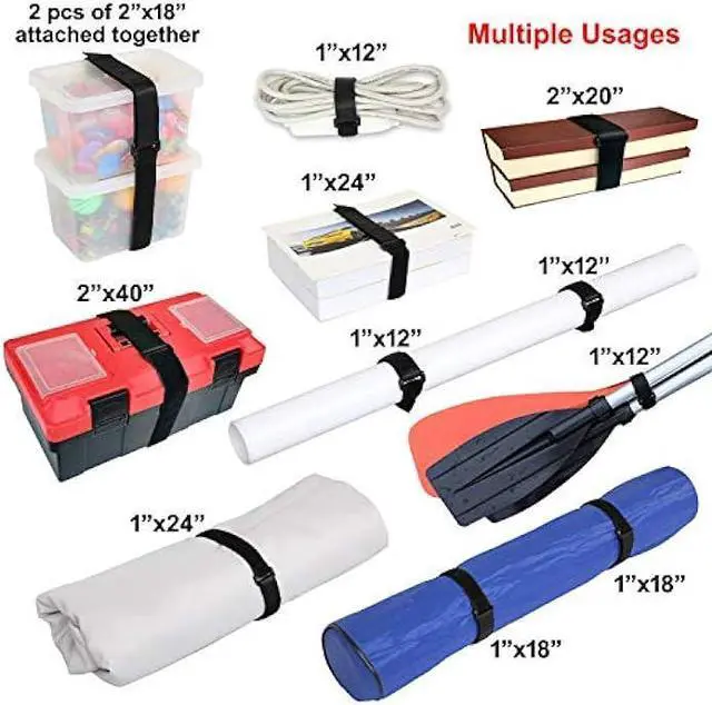 Alt view image 6 of 6 - Ayaport Cinch Straps 1 x 18 Sturdy & Reusable Hook and Loop Covered with Nylon Webbing Securing Buckle Straps for All Purpose Cord Wrap Organizer Storage 8 Pack plus 4pcs Cable Ties (8, 1 x 18)