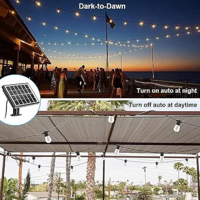 Alt view image 3 of 6 - SUNTHIN 100ft Solar String Light Outdoor, USB Rechargeable Patio Solar Outdoor Lights with Waterproof & Shatterproof 30 LED Bulbs for Backyard, Porch, Garden, Pool, Party, Camping