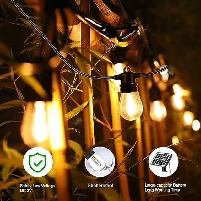 Alt view image 5 of 6 - SUNTHIN 100ft Solar String Light Outdoor, USB Rechargeable Patio Solar Outdoor Lights with Waterproof & Shatterproof 30 LED Bulbs for Backyard, Porch, Garden, Pool, Party, Camping