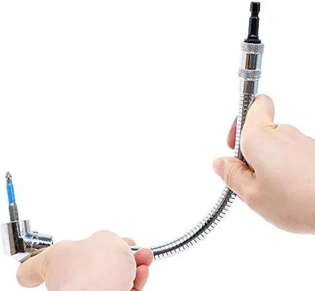 Alt view image 2 of 6 - AUTOTOOLHOME Flexible Drill Bit Extension with Right angle Drill Adapter Flex Shaft for Electric Screwdriver Power Impact Drill Magnetic Hex Shank Quick Change 11.5 Long
