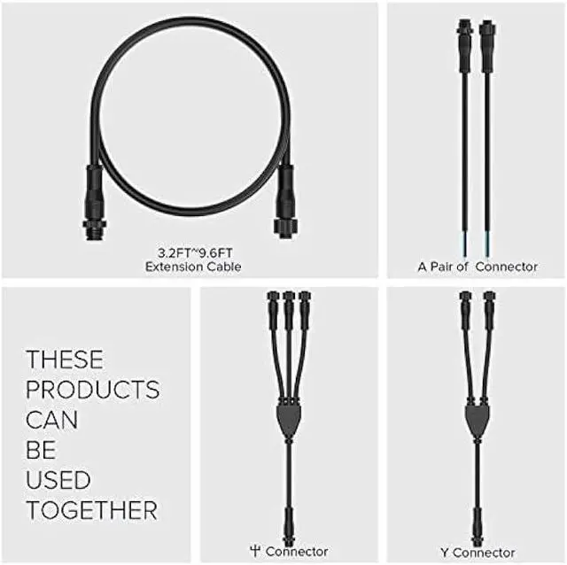 Alt view image 3 of 6 - BTF-LIGHTING 2 Core 2 pin Small Size IP68 Y Shape 1 Male-Divided-3 Female Spillter Connctor Black Plastics 18AWG 15mm Metal Metal Nut Support All BTF-LIGHTING 2 pin Connector