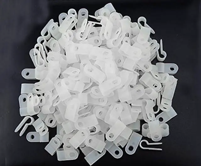 Alt view image 2 of 3 - XINGYHENG 200pcs White Nylon R-Type Cable Clamps Fastener for 1/8 Inch (3.2mm) Dia Wire Tube (Plastic Wire Cord Clip Fixer)