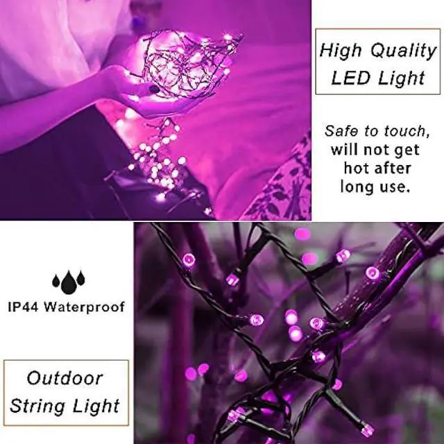 Alt view image 4 of 6 - Purple String Lights Halloween Decoration, 200 LED 66 ft Outdoor Waterproof Decorative LED String Lights, 8 Modes Halloween Fairy Lights for Home Yard Patio Wedding Party Decoration
