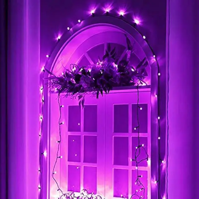 Alt view image 5 of 6 - Purple String Lights Halloween Decoration, 200 LED 66 ft Outdoor Waterproof Decorative LED String Lights, 8 Modes Halloween Fairy Lights for Home Yard Patio Wedding Party Decoration