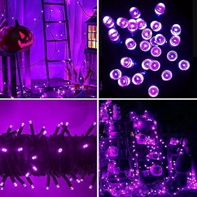 Alt view image 6 of 6 - Purple String Lights Halloween Decoration, 200 LED 66 ft Outdoor Waterproof Decorative LED String Lights, 8 Modes Halloween Fairy Lights for Home Yard Patio Wedding Party Decoration