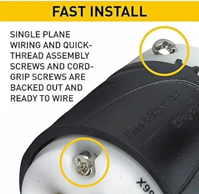 Alt view image 7 of 7 - Legrand - Pass & Seymour 2 Pole HD Plug with 2 Pole Plug End, Black Heavy Duty Electric Plug Replacement, 15 Amps, 120 Volts Replacement Cord Plug, PS5266XCCV4, 1 Count