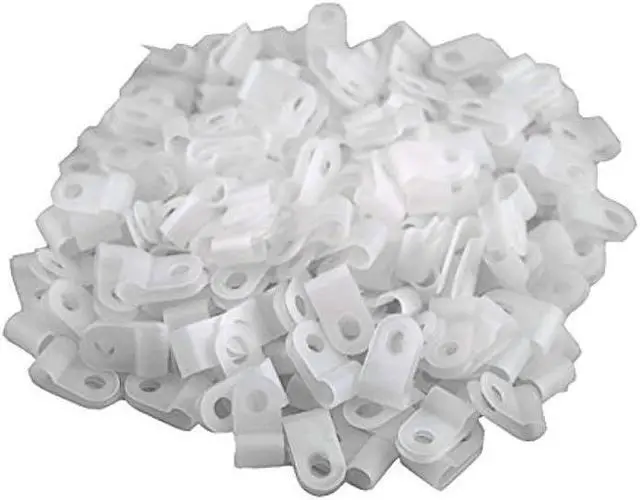 Main image of XINGYHENG 200pcs White Nylon R-Type Cable Clamps Fastener for 5/16 Inch (7.9mm) Dia Wire Tube (Plastic Wire Cord Clip Fixer)
