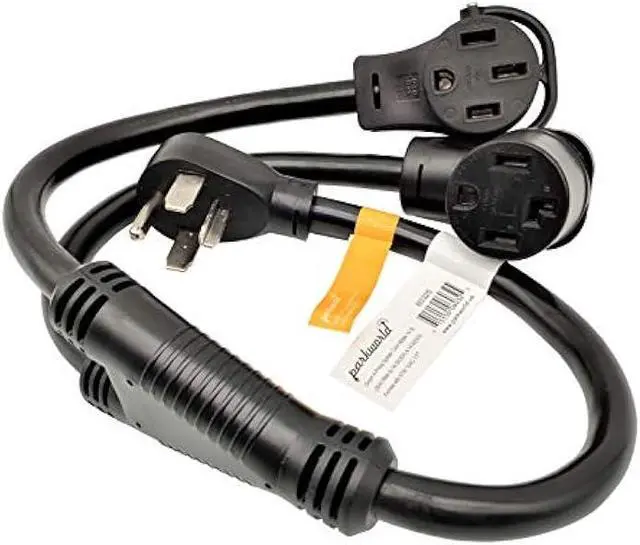 Main image of Parkworld 60325 Dryer Splitter to EV, NEMA 14-30 Male Plug to 14-30  RV/EV 14-50 Female Receptacle, Dryer 4-Prong 30 AMP Y Adapter Cord (3FT)