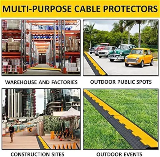 Alt view image 6 of 6 - Kable Kontrol Atlas Cable Protector Wire Ramp - 2 Channel 39 Long Black & Yellow - 5,000 Lbs Per Axle Load Capacity - Rubber Speed Bump and Wire Protector for Indoor and Outdoor Use - CP9972