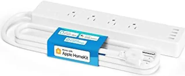 Main image of meross Smart Power Strip Compatible with Apple HomeKit, Siri, Alexa, Google Home and SmartThings, WiFi Surge Protector with 4 AC Outlets, 4 USB Ports and 6ft Extension Cord, Voice and Remote Control